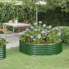 Vyvýšený záhradný záhon práškovaná oceľ 140x140x36 cm zelený