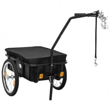 Nákladný vozík za bicykel/ručný vozík 155x60x83cm, oceľ, čierny