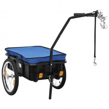 Nákladný vozík za bicykel/ručný vozík 155x60x83 cm, oceľ, modrý