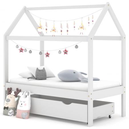 Detský posteľný rám so zásuvkou biely 70x140 cm borovica 