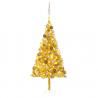 Osvetlený umelý vianočný stromček s guľami, zlatý 180 cm, PET