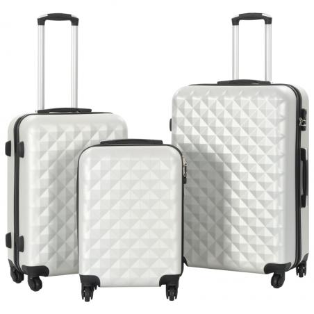 Súprava 3 cestovných kufrov s tvrdým krytom strieborná ABS