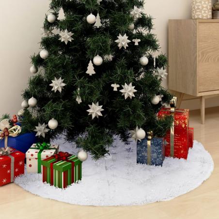Luxusná deka pod vianočný stromček biela 90 cm umelá kožušina