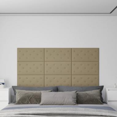 Nástenné panely 12 ks kapučínové 60x30 cm umelá koža 2,16 m²