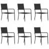 Vonkajšie jedálenské stoličky 6 ks, polyratan, čierne