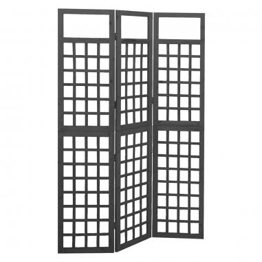 3-panelový paraván/mriežka masívna jedľa čierny 121x180 cm