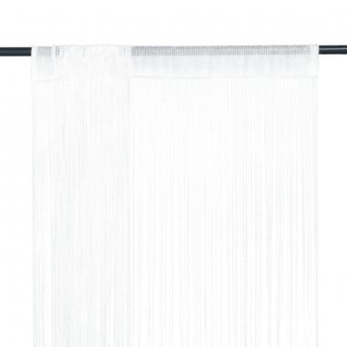 Šnúrkový záves, 2 ks, 100x250 cm, biely