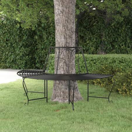 Polkruhová lavica okolo stromu Ø159 cm čierna oceľová