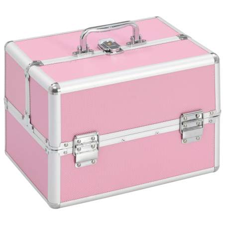 Kufrík na make-up ružový 22x30x21 cm hliníkový 