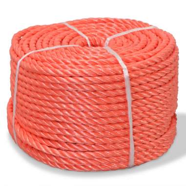 Krútené lano, polypropylén, 6 mm, 200 m, oranžové