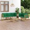 6-dielna záhradná sedacia súprava, zelené podložky