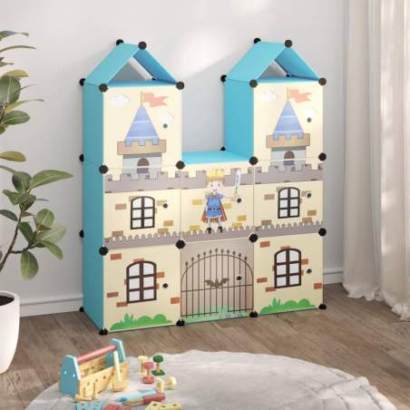 Úložná skrinka v tvare kociek pre deti s 8 kockami modrá PP