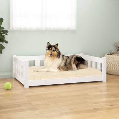Psia posteľ biela 95,5x65,5x28 cm masívna borovica