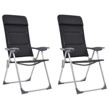 Kempingové stoličky 2 ks čierne 58x69x111 cm hliníkové