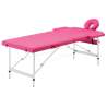 Skladací masážny stôl, 2 zóny, hliník, ružový