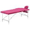 Skladací masážny stôl, 3 zóny, hliník, ružový