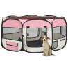 Skladacia ohrádka pre psa s prenosnou taškou ružová 145x145x61 cm