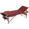 Červený skladací masážny stôl s 3 zónami a dreveným rámom