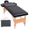 Skladací masážny stôl, 2 zóny, 10 cm hrubý, čierny
