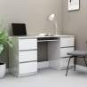 Písací stôl, lesklý biely 140x50x77 cm, drevotrieska