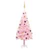 Osvetlený umelý vianočný stromček s guľami, ružový 120 cm, PVC
