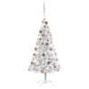 Osvetlený umelý vianočný stromček s guľami strieborný 150cm PET