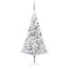 Osvetlený umelý vianočný stromček s guľami strieborný 180cm PET