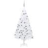Osvetlený umelý vianočný stromček s guľami, biely 180 cm, PVC