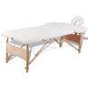 Krémovo biely skladací masážny stôl, 2 zóny, drevený rám
