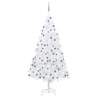 Osvetlený umelý vianočný stromček s guľami, biely 240 cm