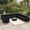 12-dielna záhradná sedacia súprava a podložky polyratan čierna